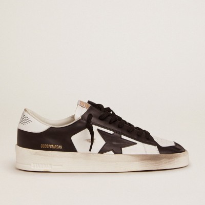 Golden Goose Men's Stardan Sneakers In White And Black Leather GMF00128.F002186.10283