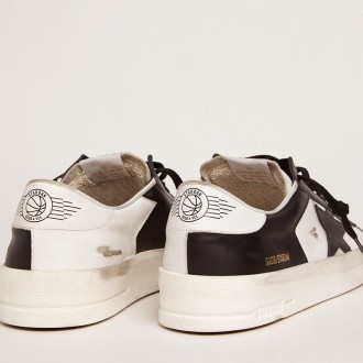 Golden Goose Men's Stardan Sneakers In White And Black Leather GMF00128.F002186.10283