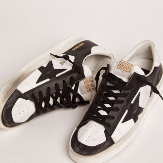 Golden Goose Men's Stardan Sneakers In White And Black Leather GMF00128.F002186.10283