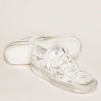 Golden Goose Men's Stardan Sneakers In White Leather With Distressed Effect GMF00128.F000568.10100