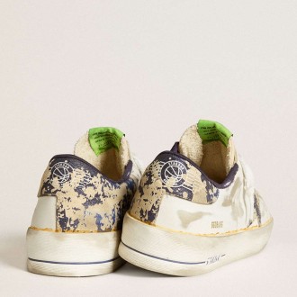 Golden Goose Men's Stardan Sneakers LAB In White Leather With A Camouflage Star And Heel Tab GMF00128.F006458.12105