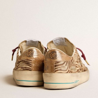 Golden Goose Men's Stardan Sneakers LTD In Animal-print Pony Skin With Gold Glitter Star GMF00128.F006043.82690