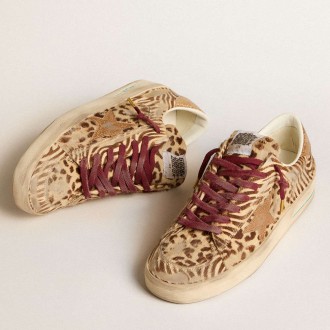 Golden Goose Men's Stardan Sneakers LTD In Animal-print Pony Skin With Gold Glitter Star GMF00128.F006043.82690