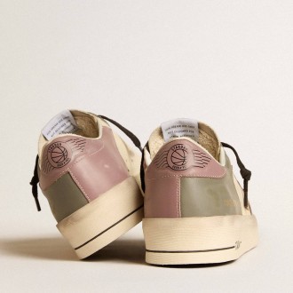 Golden Goose Men's Stardan Sneakers LTD In Gray Leather With A Pink Leather Star And Heel Tab GMF00128.F006006.82679