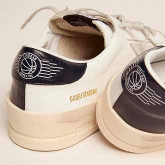 Golden Goose Men's Stardan Sneakers With Star In Ice-gray Suede And Blu-navy Heel Tab GMF00128.F000567.10509