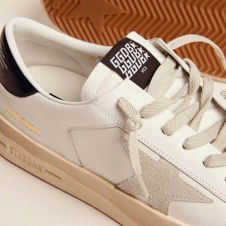 Golden Goose Men's Stardan Sneakers With Star In Ice-gray Suede And Blu-navy Heel Tab GMF00128.F000567.10509