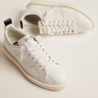 Golden Goose Men's Starter Sneakers In Leather With Star On The Heel Tab GMF00127.F000330.10100