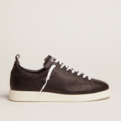 Golden Goose Men's Starter Sneakers In Leather With Star Printed On The Heel Tab GMF00127.F000331.90100