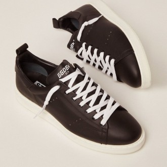 Golden Goose Men's Starter Sneakers In Leather With Star Printed On The Heel Tab GMF00127.F000331.90100