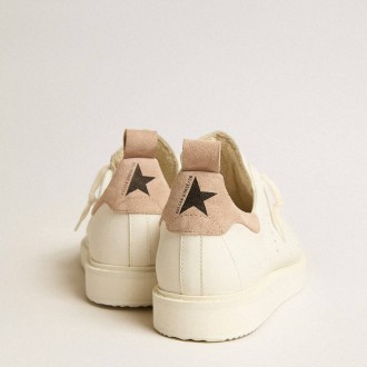 Golden Goose Men's Starter Sneakers In White Leather With Light Brown Nubuck Heel Tab GMF00127.F005198.10318