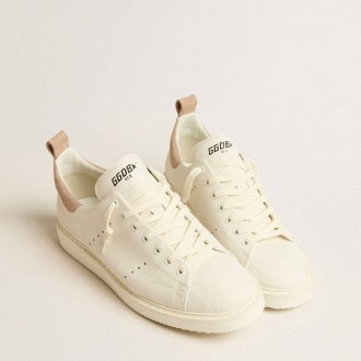 Golden Goose Men's Starter Sneakers In White Leather With Light Brown Nubuck Heel Tab GMF00127.F005198.10318