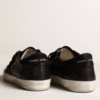 Golden Goose Men's Super-Star Sneakers In Black Nappa With Black Suede Star And Heel Tab GMF00101.F003984.90100