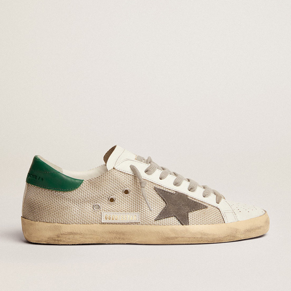 Golden Goose Men's Super-Star Sneakers In Light Silver Mesh With Gray Star GMF00101.F002686.70215