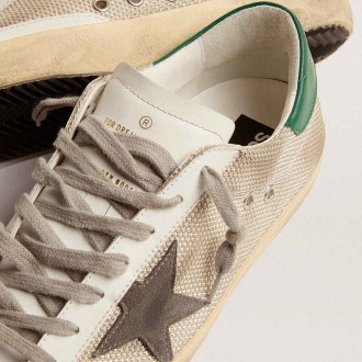 Golden Goose Men's Super-Star Sneakers In Light Silver Mesh With Gray Star GMF00101.F002686.70215