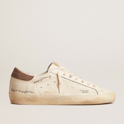 Golden Goose Men's Super-Star Sneakers In Nappa Leather With Perforated Star And Suede Heel Tab GMF00105.F005832.11853