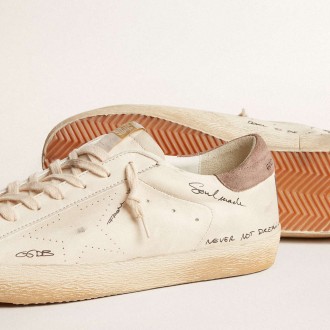 Golden Goose Men's Super-Star Sneakers In Nappa Leather With Perforated Star And Suede Heel Tab GMF00105.F005832.11853