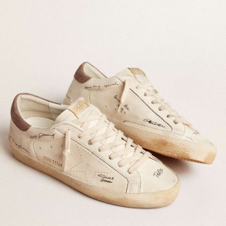 Golden Goose Men's Super-Star Sneakers In Nappa Leather With Perforated Star And Suede Heel Tab GMF00105.F005832.11853