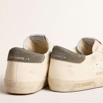 Golden Goose Men's Super-Star Sneakers In Nappa With Gray Suede Star And Heel Tab GMF00101.F006019.11887