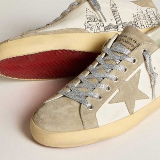 Golden Goose Men's Super-Star Sneakers In Nappa With Ice-gray Suede Star And Black Embroidery GMF00101.F005163.10276