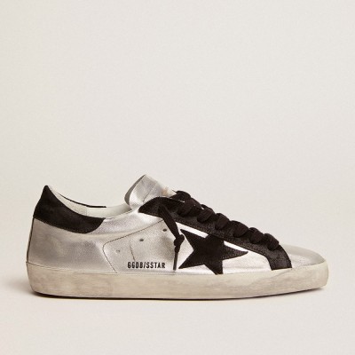 Golden Goose Men's Super-Star Sneakers In Silver Leather GMF00101.F000312.60246