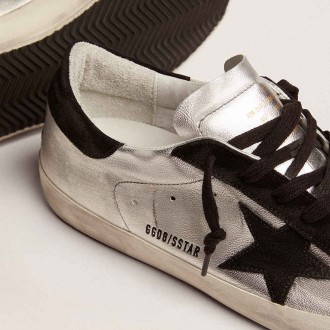 Golden Goose Men's Super-Star Sneakers In Silver Leather GMF00101.F000312.60246