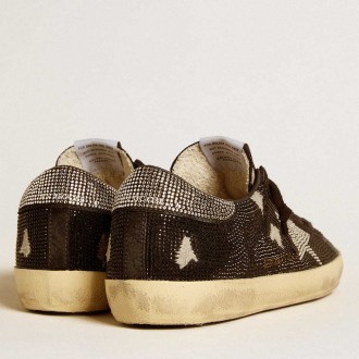 Golden Goose Men's Super-Star Sneakers In Suede And Swarovski Crystals With Silver Star GMF00101.F006599.90181