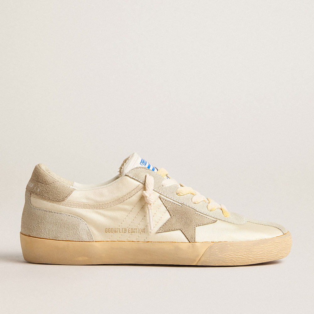 Golden Goose Men's Super-Star Sneakers LAB In Nylon With Dove-gray Star And Ice-gray Suede Inserts GMF00607.F005683.11638