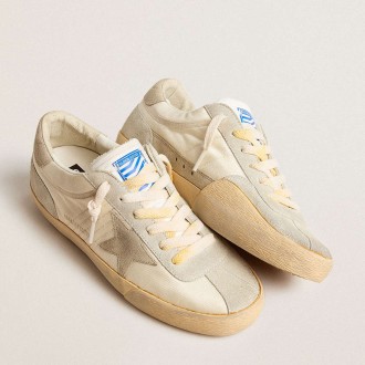 Golden Goose Men's Super-Star Sneakers LAB In Nylon With Dove-gray Star And Ice-gray Suede Inserts GMF00607.F005683.11638