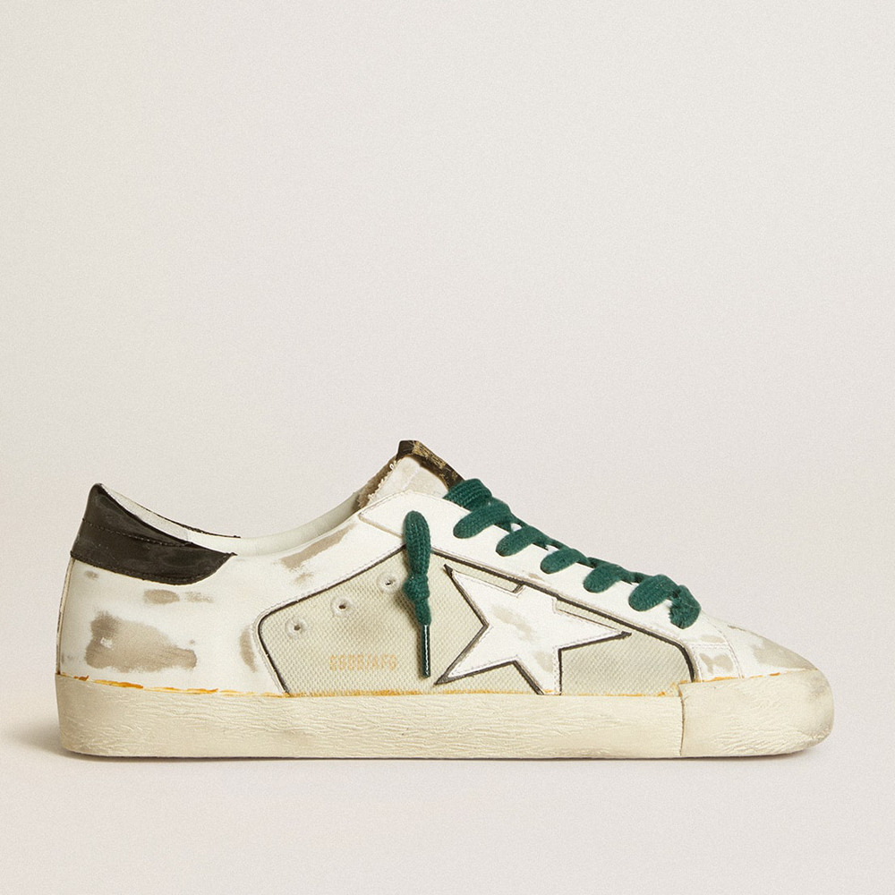 Golden Goose Men's Super-Star Sneakers LAB In White Leather With White Star And Black Heel Tab GMF00103.F006426.11999