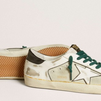 Golden Goose Men's Super-Star Sneakers LAB In White Leather With White Star And Black Heel Tab GMF00103.F006426.11999