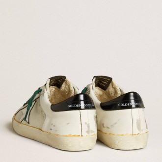 Golden Goose Men's Super-Star Sneakers LAB In White Leather With White Star And Black Heel Tab GMF00103.F006426.11999