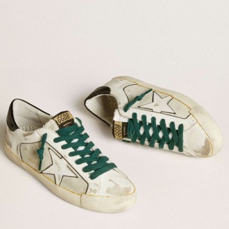 Golden Goose Men's Super-Star Sneakers LAB In White Leather With White Star And Black Heel Tab GMF00103.F006426.11999