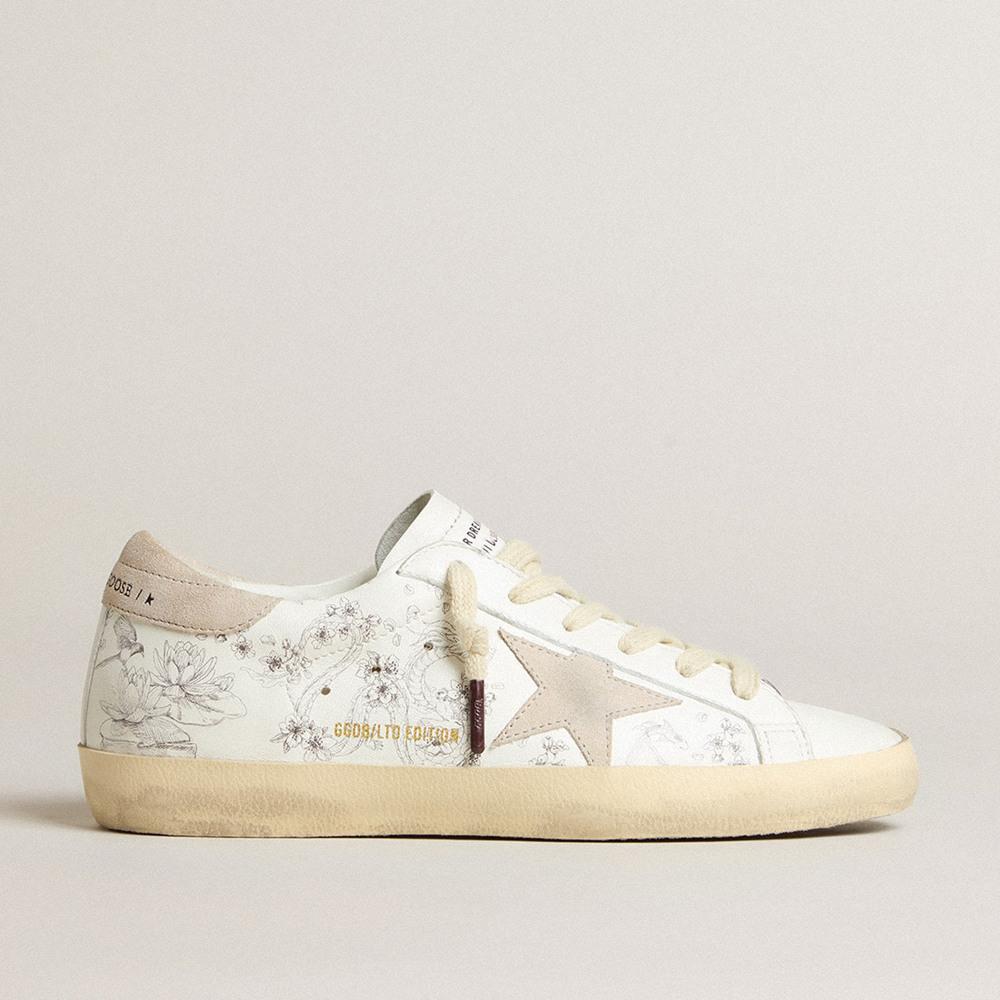 Golden Goose Men's Super-Star Sneakers LTD CNY In White Leather With Lettering On The Upper GMF00101.F005796.11839