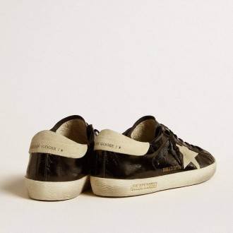 Golden Goose Men's Super-Star Sneakers LTD In Black Patent Leather With Suede Star And Heel Tab GMF00101.F006693.90194