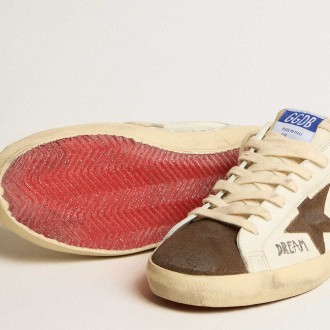 Golden Goose Men's Super-Star Sneakers LTD In Nappa With Brown Suede Star And Green Heel Tab GMF00101.F005194.11666