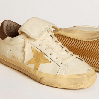 Golden Goose Men's Super-Star Sneakers LTD In Nappa With Suede Star And Brown Heel Tab GMF00726.F005831.11852