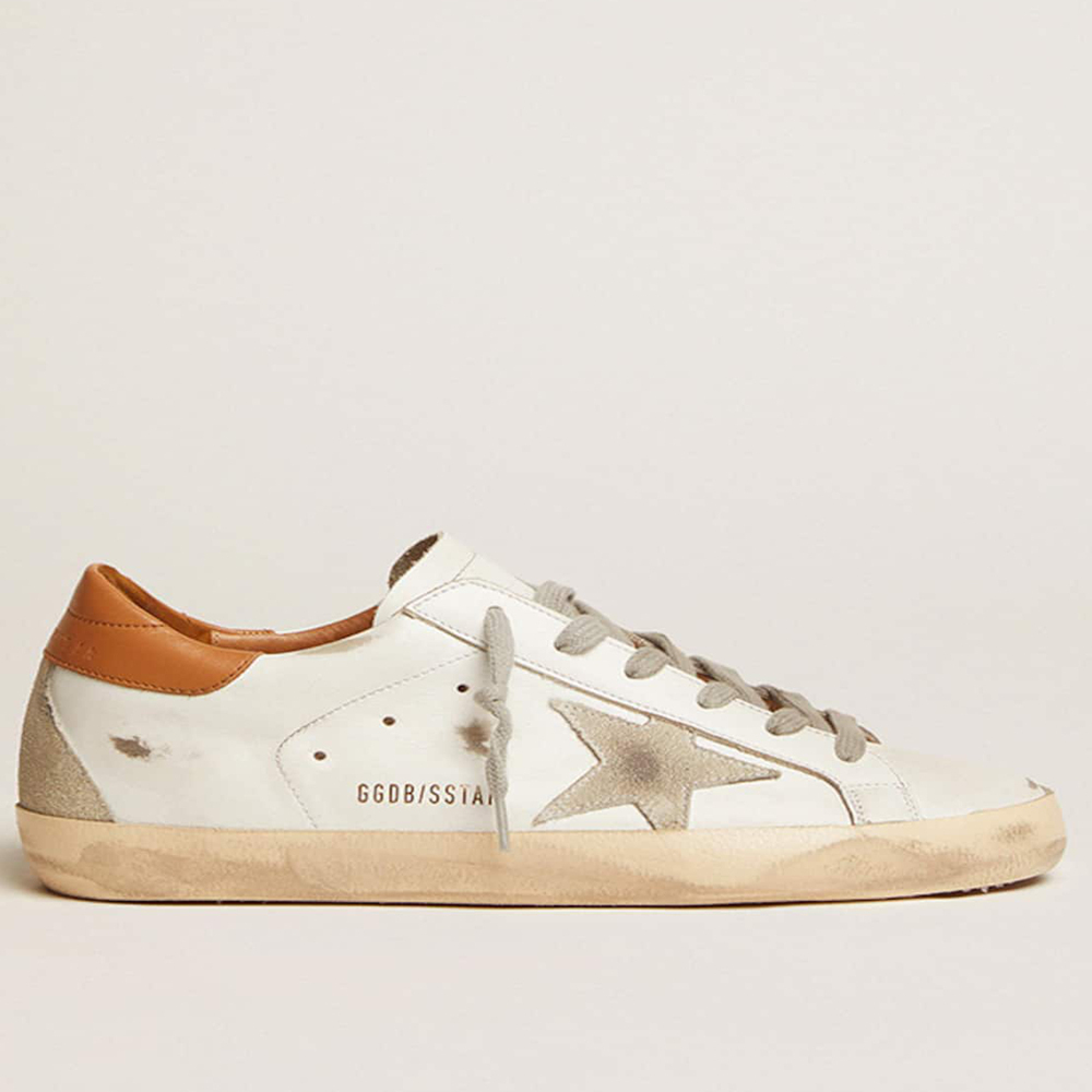 Golden Goose Men's Super-Star Sneakers Sneakers With Suede Star And Brown Heel Tab GMF00102.F002182.10803