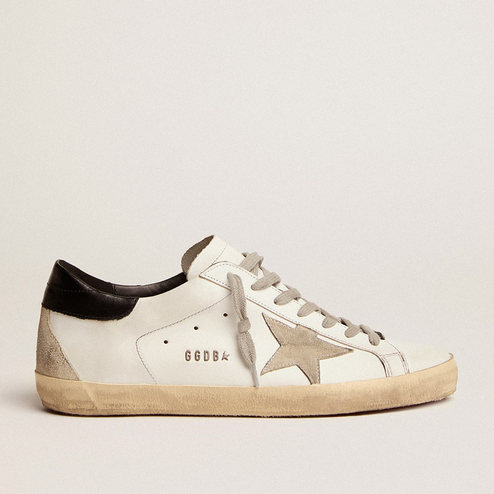 Golden Goose Men's Super-Star Sneakers With Black Heel Tab And Metal Stud Lettering GMF00102.F000318.10220