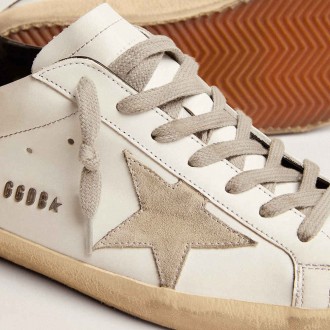 Golden Goose Men's Super-Star Sneakers With Black Heel Tab And Metal Stud Lettering GMF00102.F000318.10220