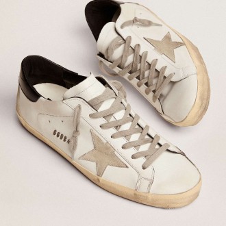 Golden Goose Men's Super-Star Sneakers With Black Heel Tab And Metal Stud Lettering GMF00102.F000318.10220