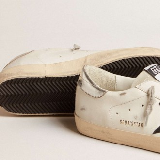 Golden Goose Men's Super-Star Sneakers With Black Nubuck Star And Silver Leather Heel Tab GMF00101.F005769.10602