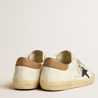 Golden Goose Men's Super-Star Sneakers With Blue Canvas Star And Tobacco Leather Heel Tab GMF00101.F005145.11657