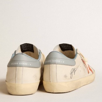 Golden Goose Men's Super-Star Sneakers With Crocodile-print Star And Silver-blue Heel Tab GMF00101.F005995.82676