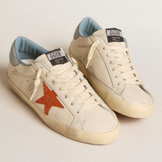 Golden Goose Men's Super-Star Sneakers With Crocodile-print Star And Silver-blue Heel Tab GMF00101.F005995.82676