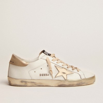 Golden Goose Men's Super-Star Sneakers With Gold Sparkle Foxing And Lettering GMF00101.F000316.10272