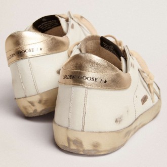 Golden Goose Men's Super-Star Sneakers With Gold Sparkle Foxing And Lettering GMF00101.F000316.10272