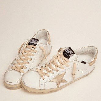 Golden Goose Men's Super-Star Sneakers With Gold Sparkle Foxing And Lettering GMF00101.F000316.10272