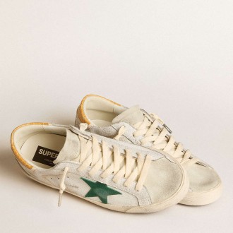 Golden Goose Men's Super-Star Sneakers With Green Suede Star And Yellow Croc-print Leather Heel Tab GMF00102.F005993.82674