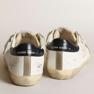 Golden Goose Men's Super-Star Sneakers With Perforated Star And Blue Heel Tab GMF00360.F003184.81753