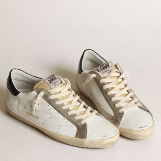 Golden Goose Men's Super-Star Sneakers With Perforated Star And Blue Heel Tab GMF00360.F003184.81753